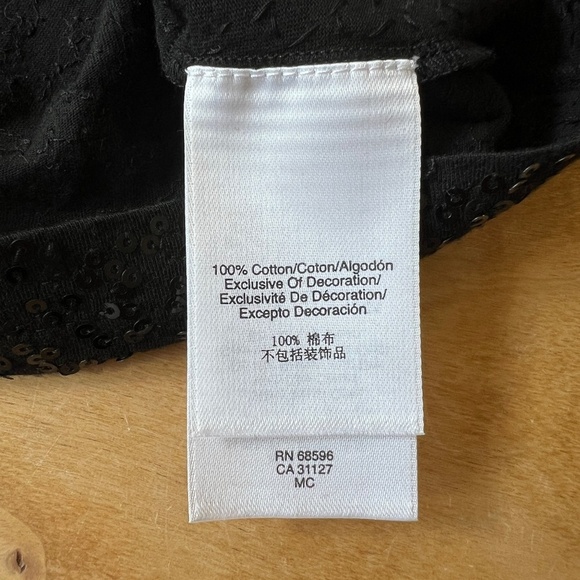 DKNY SS TEE SHIRT M 100% COTTON SEQUINS ELEVATED CASUAL SHIMMERY DAY TO DATE - Picture 11 of 12